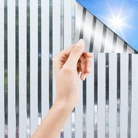 TolleTour Fensterfolie Streifen,Sichtschutzfolie Fenster Milchglasfolie,statisch haftend ohne Klebstoff,Anti-UV Folie für Bad und Büro,60x200CM