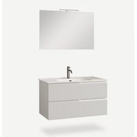 Mobile bagno sospeso con specchio e lavabo 90cm Venere - Bianco