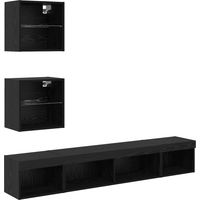 vidaXL Unités murales TV avec LED 5 pcs Chêne noir Bois d'ingénierie