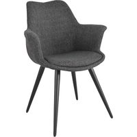 Chaise tissu gris anthracite avec pieds métal et accoudoirs – CALGARY