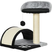 Kratzbaum 46 cm Kleiner Katzenturm mit Höhle, Spielball, Sisal-Seil, erhöhter Plattform, Katzenkratzbaum, Kletterbaum, für Katzen bis zu 4 kg, Schwarz