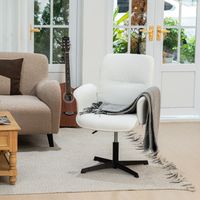 MEUBLES COSY Ergonomic office chair in white terry cloth, armchair, adjustable height, 360° swivel