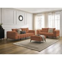 BOBOCHIC - Ensemble canapé droit fixe 3 + 2 places ANIS tissu bouclette avec pouf Orange