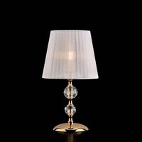 Ruben Lampe De Table 1 Lumière En Fer Doré Et Cristal Avec Abat-Jour H.36 D.20 Bl267-Lt-Or
