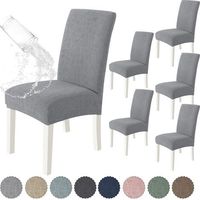Lot de 6 Pièces Gris Clair Housse De Chaise , Housse Chaise Salle À Manger Élastique, Couvre Chaise Moderne Extensible, Lavable Protection Chaise, Universel Housse pour Chaise Mariage