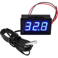 Thermomètre Numérique 12V Mini Température Tester avec Sonde étanche Digital Temperature Meter Gauge, Bleu