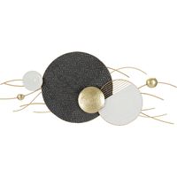 Pannello da parete Boly in ferro con dischi astratti oro, nero e bianco