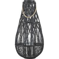 Lanterne au Style Africain fabriqué en Bambou peint en Noir pour Extérieur et Intérieu 75 cm de Hauteur Beliani