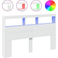 MAISON LA VIE Armoire De Tête De Lit - Tête De Lit Avec LED Blanc 160x17x102 Cm