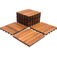 Jiubiaz De baldosas para terraza de acacia 30 x 30 cm, 7m² 77 piezas, Sistema de clips. Sólidas. Fáciles de instalar para terrazas exteriores.
