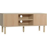 Meuble TV support TV pour télévision jusqu'à 50 pouces 2 portes coulissantes et 2 niches avec passe-câbles - 115 x 40 x 49 cm