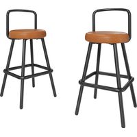 Lot de 2 tabourets de bar modernes avec dossier ergonomique, revêtement en similicuir imperméable et pieds en fer robustes, repose-pieds inclus, pour cuisine & salle à manger, marron