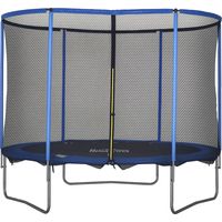 HOMCOM Trampolin mit Sicherheitsnetz Gartentrampolin für Innen- und Außenbereich Fitnesstrampolin für Jugendliche und Erwachsene Stahl Blau+Schwarz bis 113,6 kg Ø305 x 248H cm