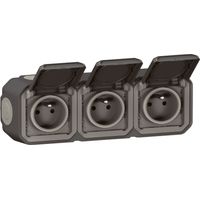 Legrand - Triple prise de courant horizontale avec volet Plexo complet saillie -anthracite