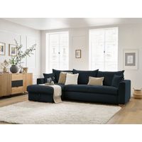 BOBOCHIC - Canapé d'angle réversible convertible ouverture express AUGUSTIN tissu bouclette 140x200 Bleu foncé