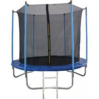 tappeto elastico da giardino per bambini eurogarden in acciaio e pvc con rete e scaletta 244 cm