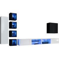 Ensemble meubles de salon SWITCH XXVI design, coloris blanc et noir.