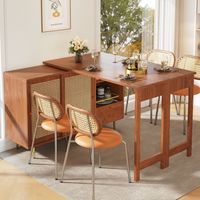 Mesa de bar tipo buffet giratoria 360° (cuerpo principal: 107x40x71,4 cm), mueble bar, diseño extensible, estante de almacenamiento abierto, color marrón