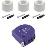 vasalat Kunststoffstopper Boden & Wand 2in1 zum Schrauben ø 40mm, Höhe 25mm - Türstopper + Montagezubehör, Kunststoff weiß - 3 Stück