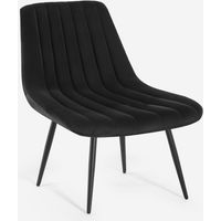 Fauteuil design moderne pour le salon assise côtelée en velours Rajin - Noir