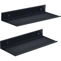BUNTHAUS Badezimmerregal ohne Bohren, schwarzes Wandregal 2 Stück, Duschregal aus Metall 30 cm, schwebende Regaldekoration für Wohnzimmer, Badezimmer, Küche, Büro (30 cm, schwarz)