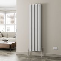 White Oval Column Designer Radiator Vertical Horizontal 1800 x 480mm Double Panel