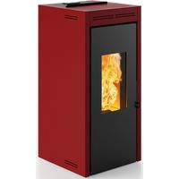 termostufa a pellet ermetica invicta "teramo plus" rosso 17,2 kw