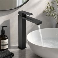 Oraymin – Robinet Salle de Bain Haut Noir Mat - Mitigeur Lavabo Design en Inox 304 pour Vasque à Poser - Anti-corrosion et Installation Rapide