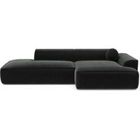 Canapé angle droit 4 places en velours anthracite foncé