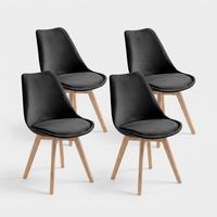 Wohnzimmer- Küchenstühle 4er Set aus Samt im skandinavischen Stil Smart Soft - Schwarz