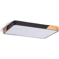 Plafonnier LED 30W Rectangulaire Bois et Aluminium 625x425 mm CCT Sélectionnable Semi-Dari Noir