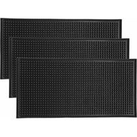 Lot de 3 tapis de service de bar en caoutchouc antidérapant, tapis de séchage pour verre, comptoir, café, whisky, cocktail, pour cuisine, bar, restaurant, noir (30 x 15 cm)