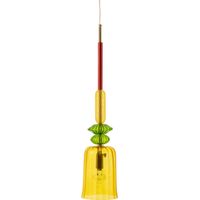 Suspension verre coloré jaune design pour éclairage élégant - Jaune verre coloré avec touches vertes