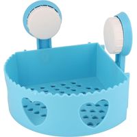 Étagère de salle de bain en plastique bleu avec ventouse