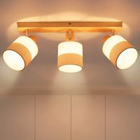 GBLY Spot al soffitto 3 fiamme Lampada al soffitto in legno - Lampada al soffitto Vintage Culotto E14 Abat-jour in tessuto Retro Orientabile 350° Spot al soffitto MAX.25W Corridoio Cucina Camera da le