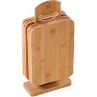 Tagliere kesper bambù 6 pezzi con supporto resistente elegante
