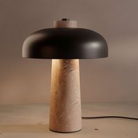Barcelona Led – Lampe à poser en marbre noir – Abat-jour aluminium G9 – Éclairage personnalisé pour ambiance chaleureuse – Design inspiré des champignons