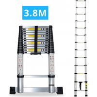 Echelle télescopique aluminium 13 marches H3,8 m avec barre stabilisatrice - SECURY-T