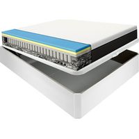 Colchón Emma 25 cm premium fresh + sommier pliant bois divers coloris hauteur 32 cm Blanc - 150x200 cm