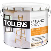 Tollens – Sous couche blanche 10L – Multi-supports pour murs et plafonds – Prépare et optimise les surfaces – Rendement 120m²