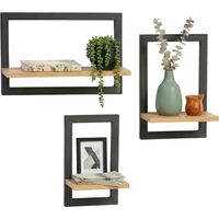 Wall Shelves Set of 3 - Floating MDF with Metal Frame