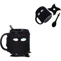 Mug Ninja Créatif, Mug à Café Cool, Mug à Café Dessin Animé, Tasse avec Sous-verre et Cuillère, Mug Résistant à la Chaleur avec Anse