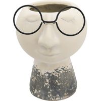 Vimin Box Testa Portafiori con Occhiali H 20 Cm L 17,5 cm L 15 Cm Beige