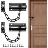 Lot de 2 - Chaîne de sécurité - Accessoire de porte - Acier inoxydable - Protection antivol et vie privée - Pour intérieur et extérieur - Noir - 19,5cm