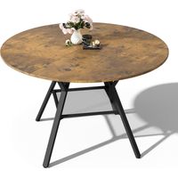 Esstisch Runde mit 100 cm Bealife Metallgestell Holzplatte Ablagefächer Darunter für 6 Personen Vintage