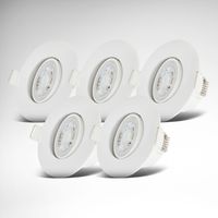 B.K.Licht - lot de 5 spots à encastrer spéciales salle de bain LED, spot LED orientable, IP65, spots de plafond à gradation continue, spots de plafond, lampe de salle de bain, lumière blanc chaud 3000