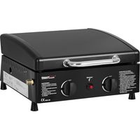 Royal Gourmet Plancha à Gaz Portable avec 2 Brûleurs de 2,5 kW, Plancha Gaz Exterieur avec Plaque de Cuisson Émaillée, Barbecue Gaz avec Pieds Réglables pour Jardin et Camping