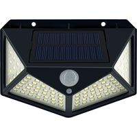 100LED Lampe Solaire , Lumière Solaire Humaine Panneau Solaire Équipé Super Lumineux Charge Solaire Économie D'énergie 3 Modes Éclairage Étanche Capteur Humain pour Jardin Parking, Ensoleillé