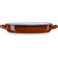 Briebe Terra Cocotte Basse à Induction 30 cm, Casserole 3,3L Acier Émaillé Vintage Tous Feux Marron