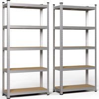 Vounot – Lot de 2 étagères métalliques 875kg – Dimensions 70x30x150cm – 5 tablettes réglables – Acier galvanisé et MDF – Pieds antidérapants